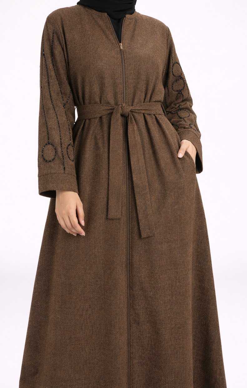 Turkish Abaya In Dark Brown