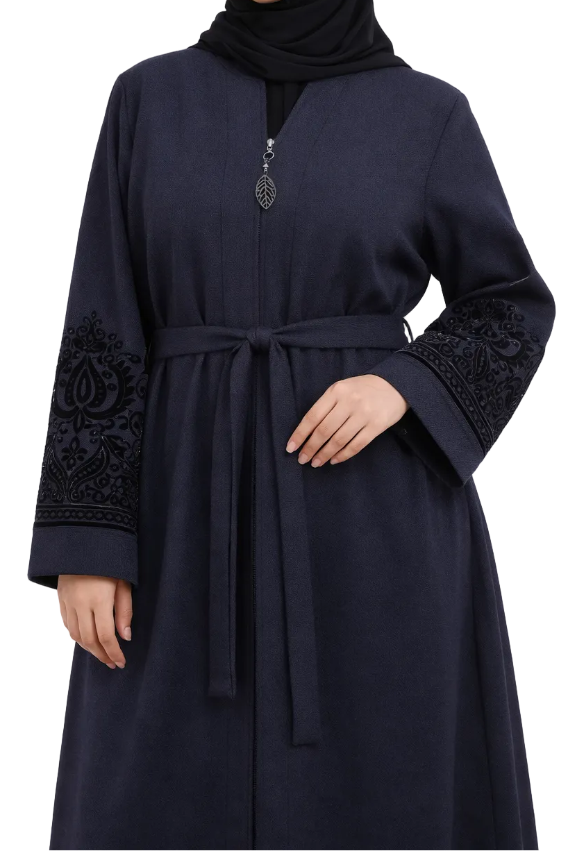 Turkish Velvet Abaya in Navy Blue