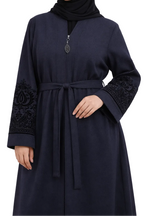 Turkish Velvet Abaya in Navy Blue