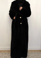 Aria Fur Longline Coat In Black