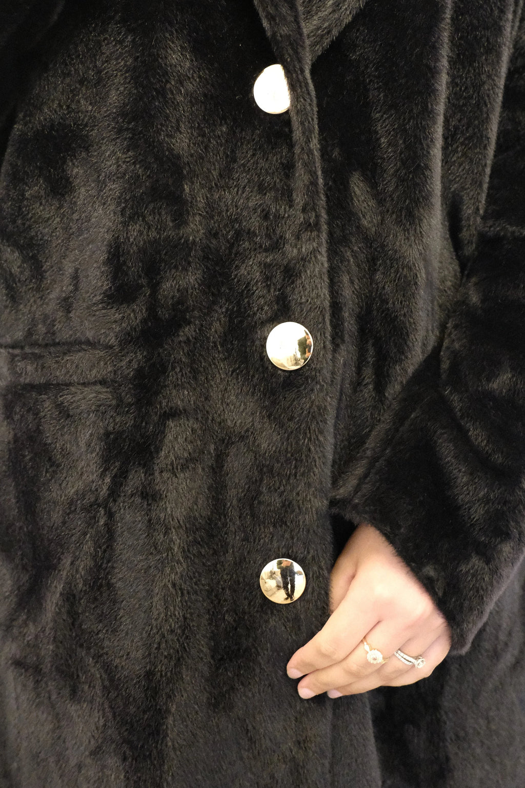 Aria Fur Longline Coat In Black