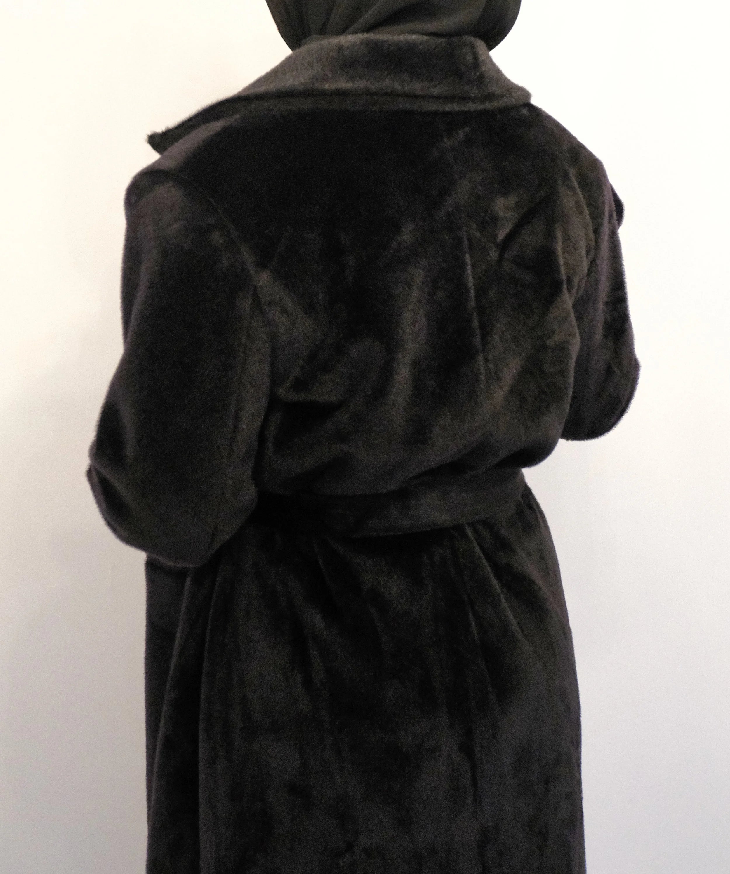 Aria Fur Longline Coat In Black