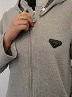 Ziena longline Zip coat with hood- Grey