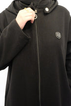 Ziena longline Zip coat with hood- Black