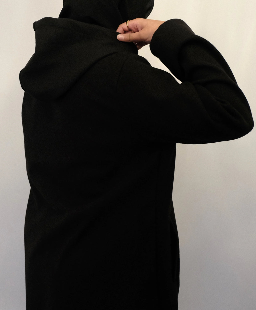 Ziena longline Zip coat with hood- Black