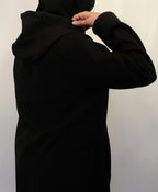 Ziena longline Zip coat with hood- Black