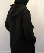 Ziena longline Zip coat with hood- Black