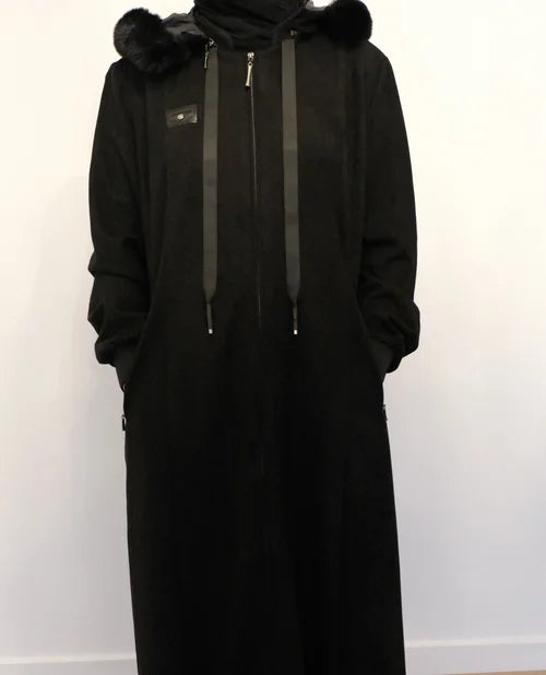 Ziena longline Zip coat in suede