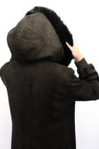 Ziena longline Zip coat in suede