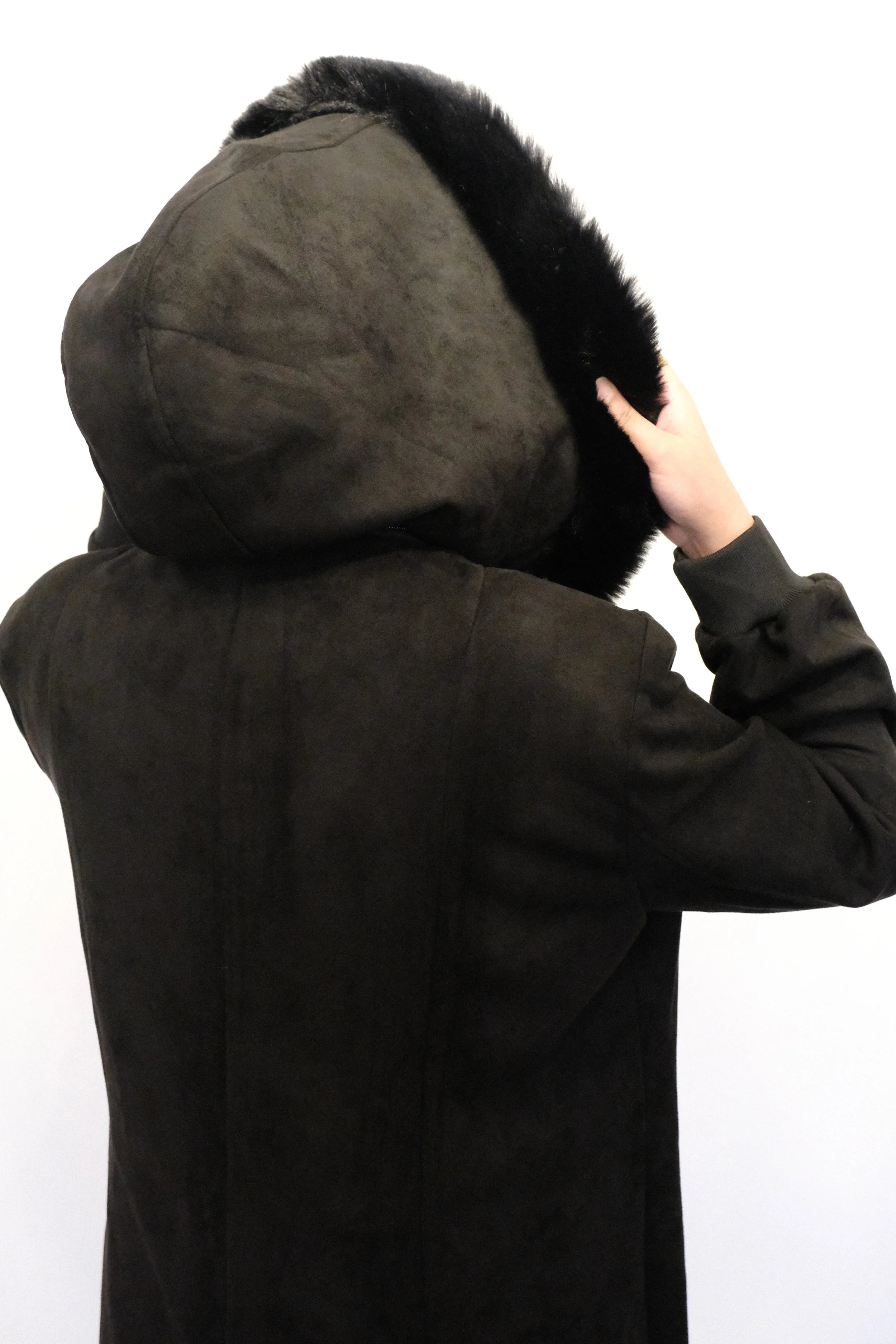 Ziena longline Zip coat in suede