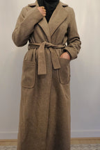 Longline Wool coat In Brown