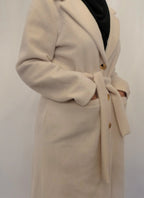 Aria Fur Longline Coat In Cream