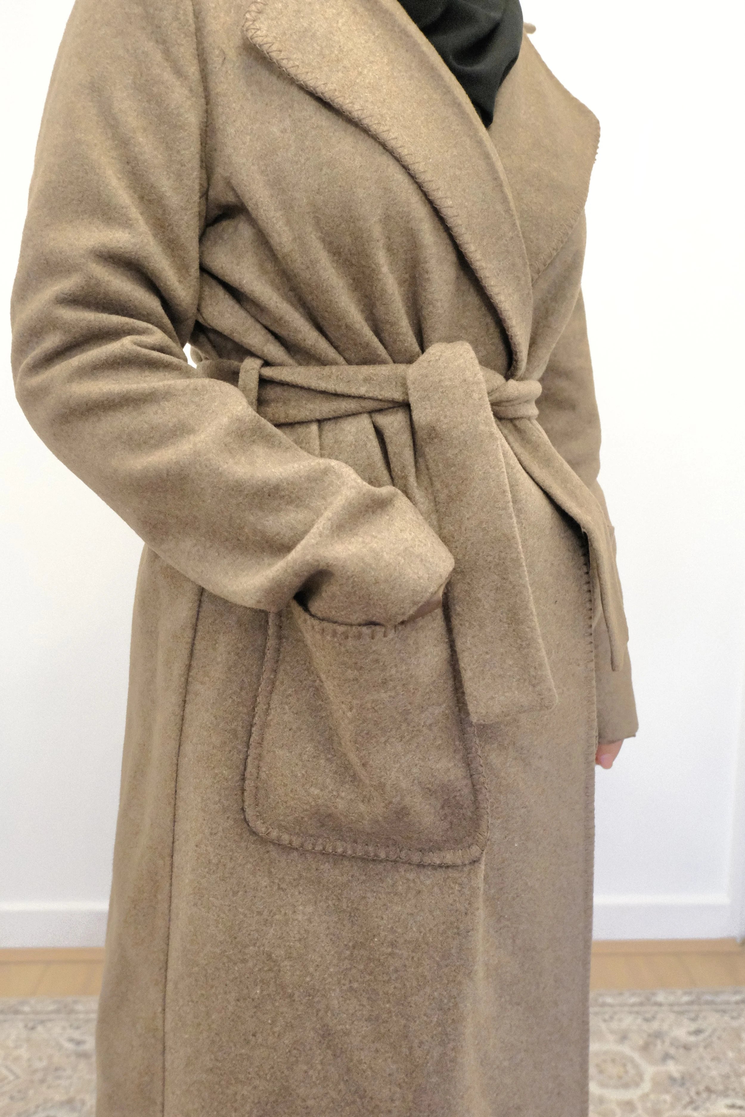 Longline Wool coat In Brown