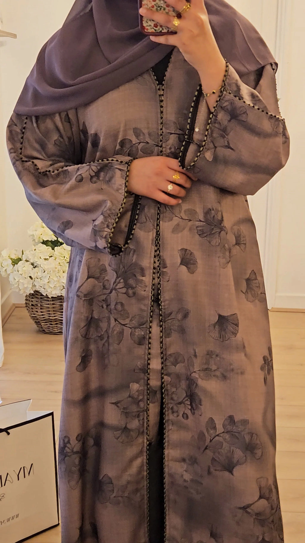 Jacquard Abaya In Purple