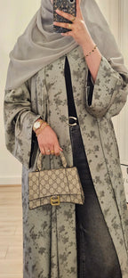 Jacquard Pattern Abaya In Green