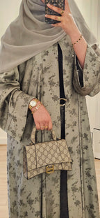 Jacquard Pattern Abaya In Green