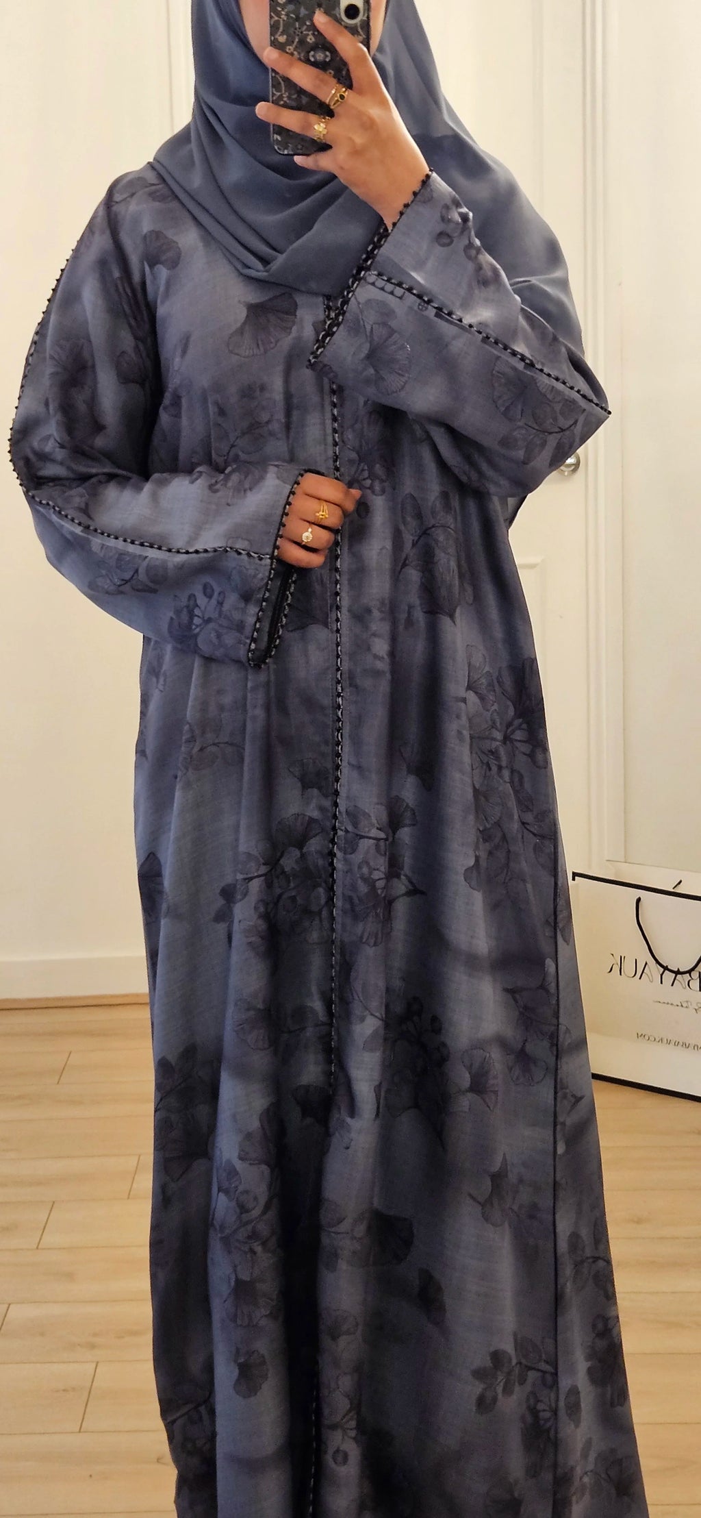 Jacquard Abaya in Blue