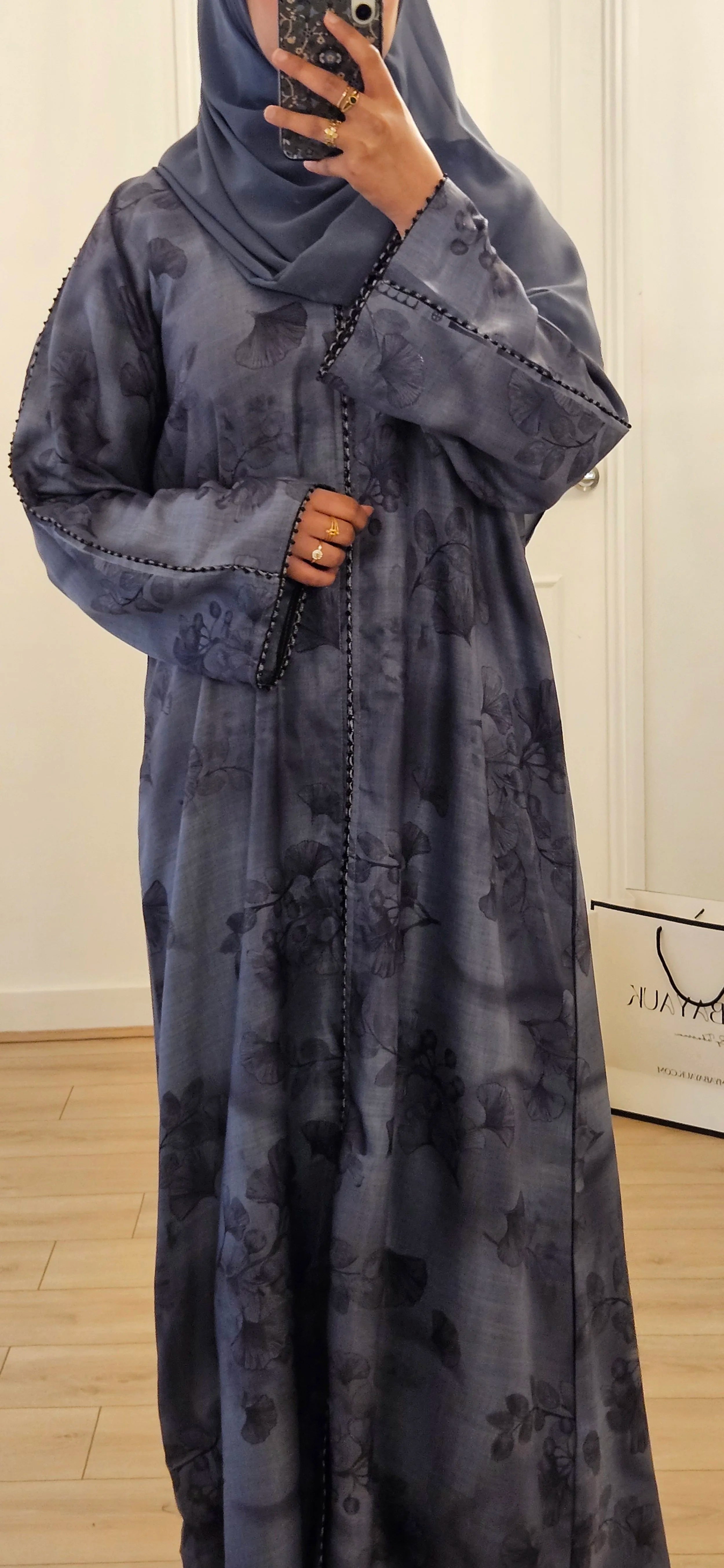 Jacquard Abaya in Blue