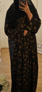 Jacquard Pattern Abaya In Black