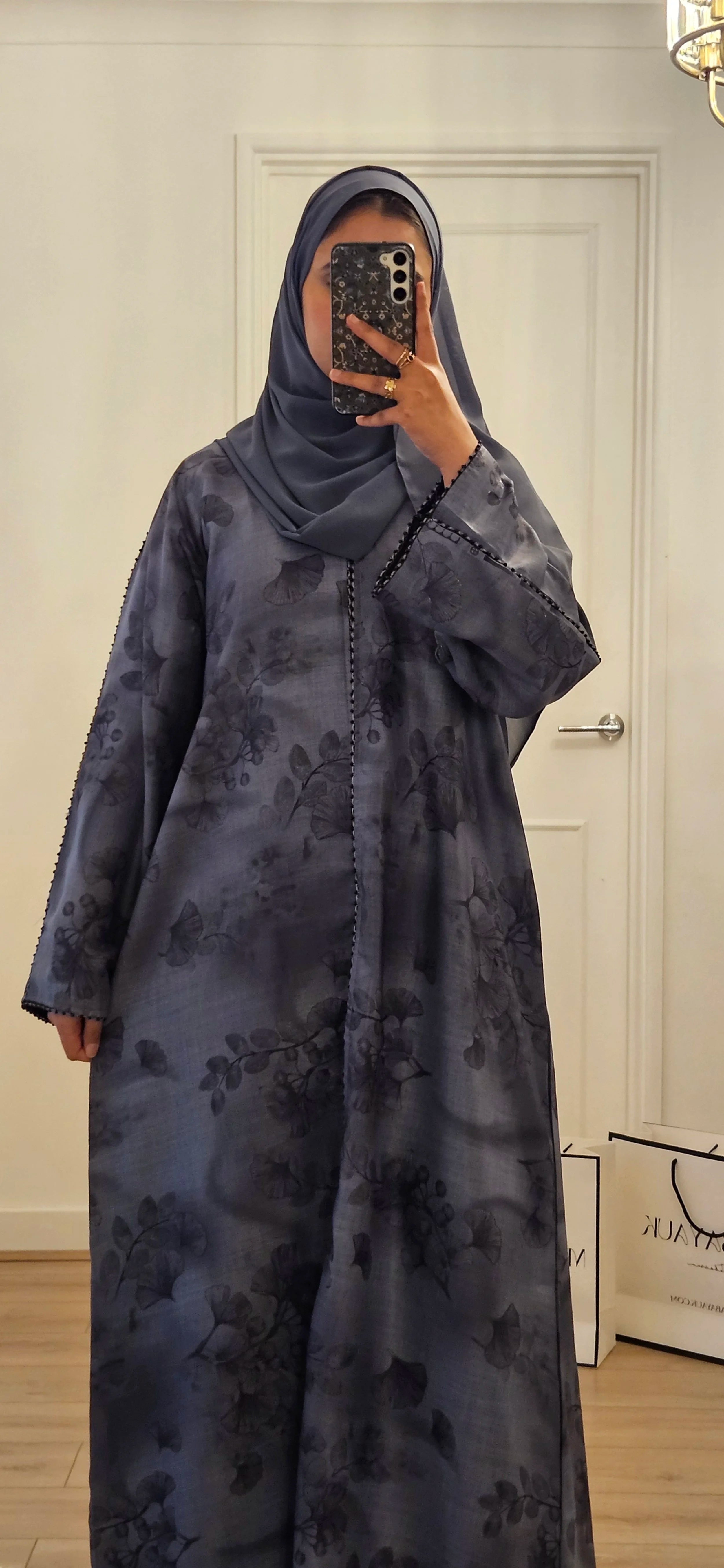 Jacquard Abaya in Blue