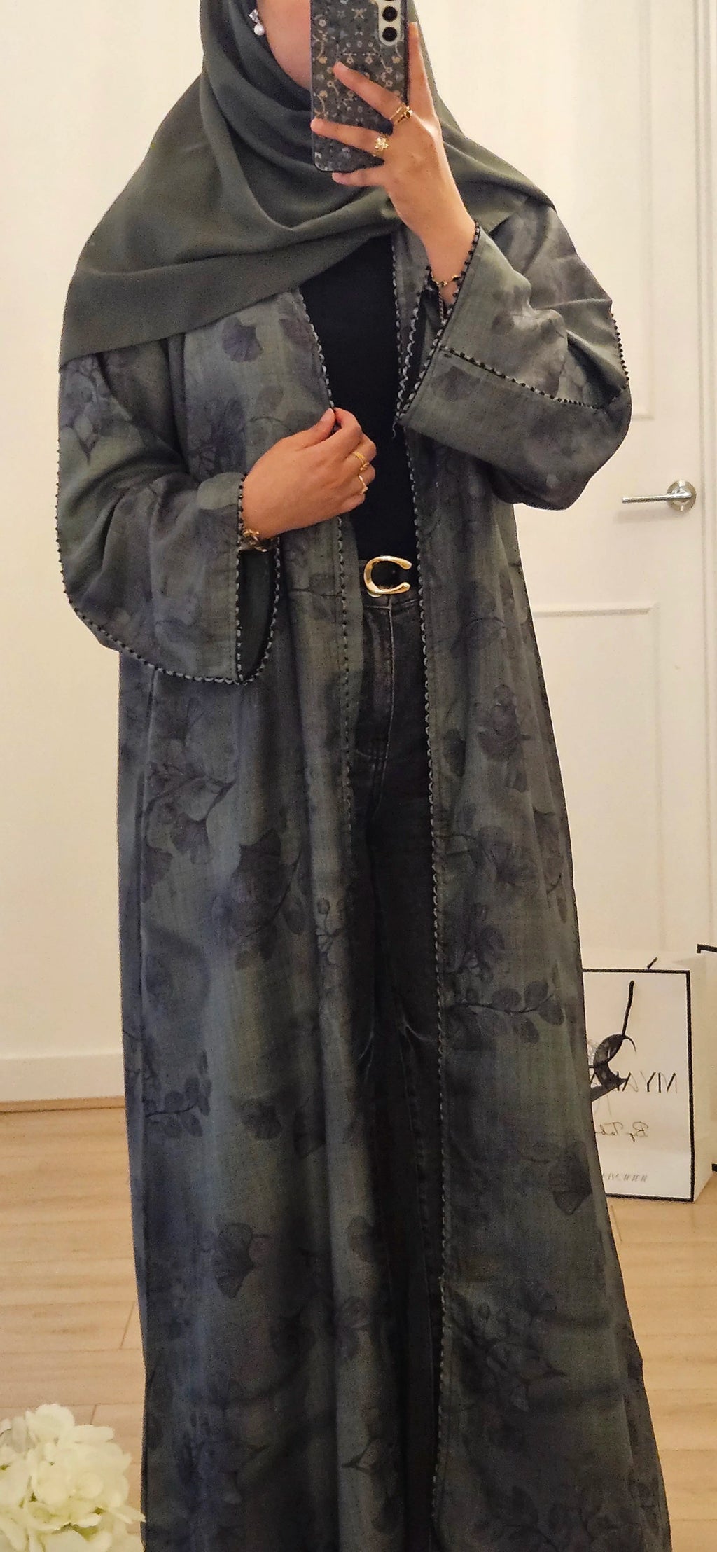 Jacquard Abaya in Green