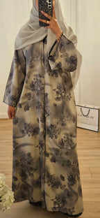 Jacquard Abaya in Beige