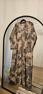 Jacquard Abaya in Beige