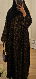Jacquard Pattern Abaya In Black