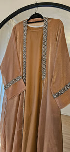 Shimmer Leaf Abaya - Gold