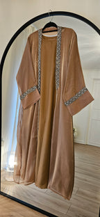 Shimmer Leaf Abaya - Gold