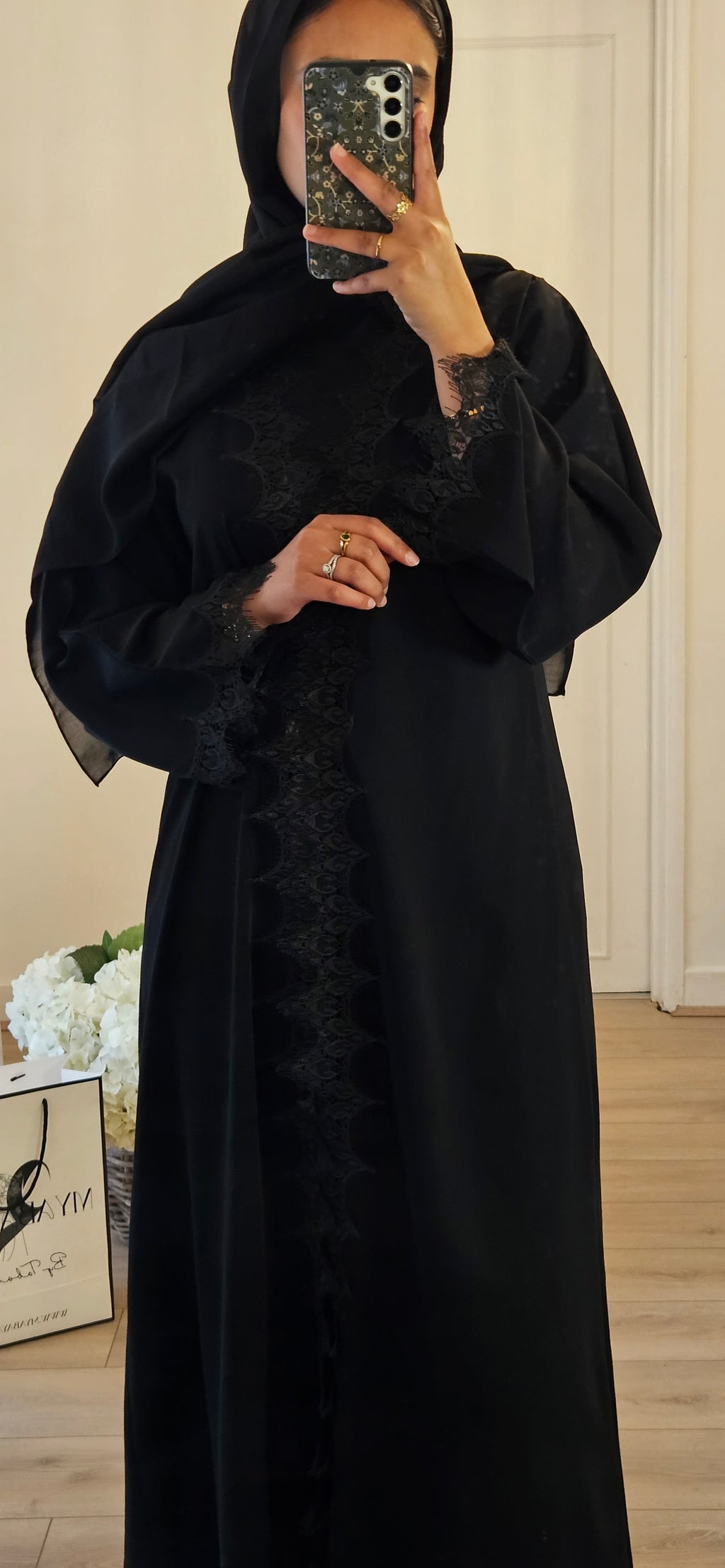 Black Net Abaya With Slip dress