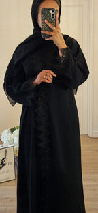 Black Net Abaya With Slip dress