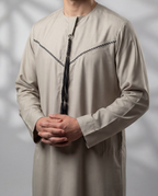 Men's Embroidery Taupe Thobe