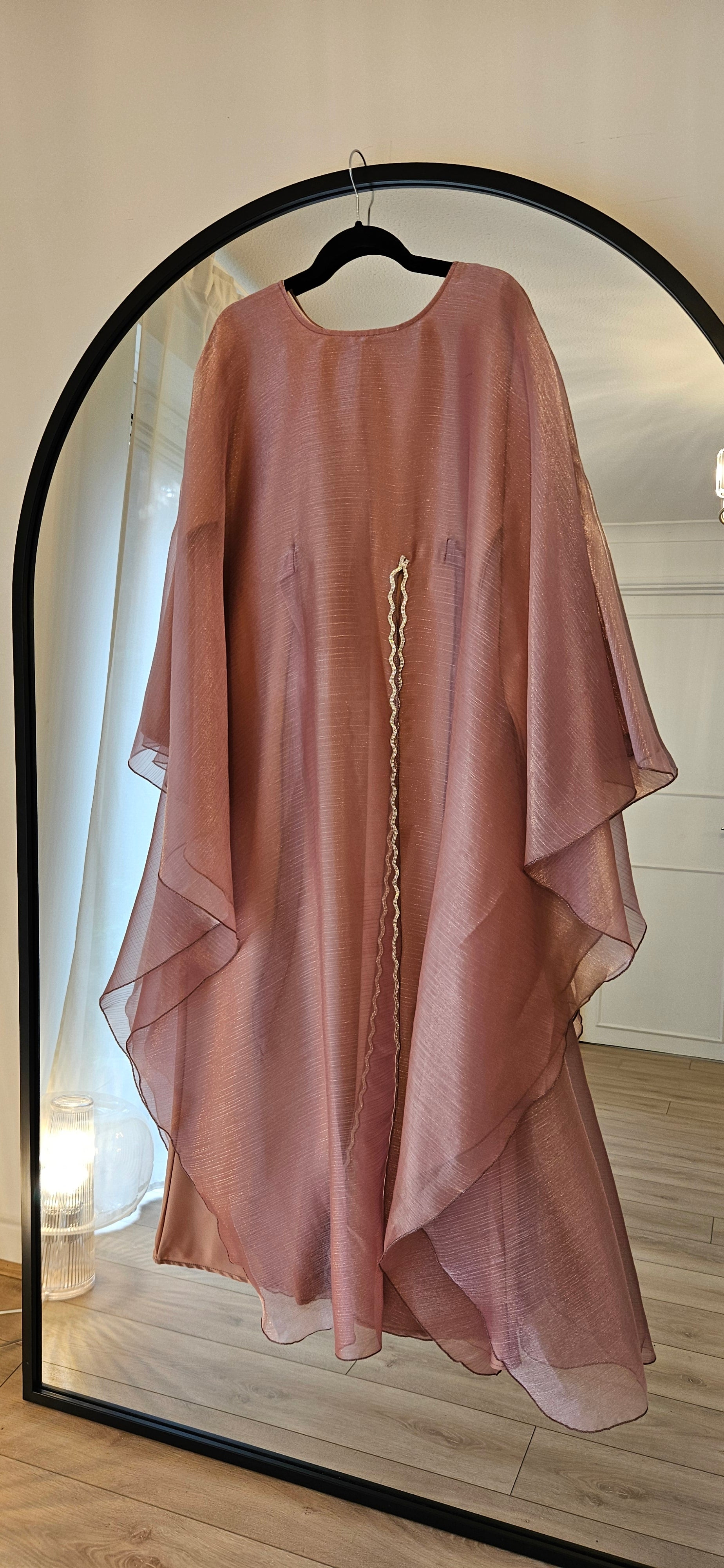 Shimmer Cape Abaya - Pink