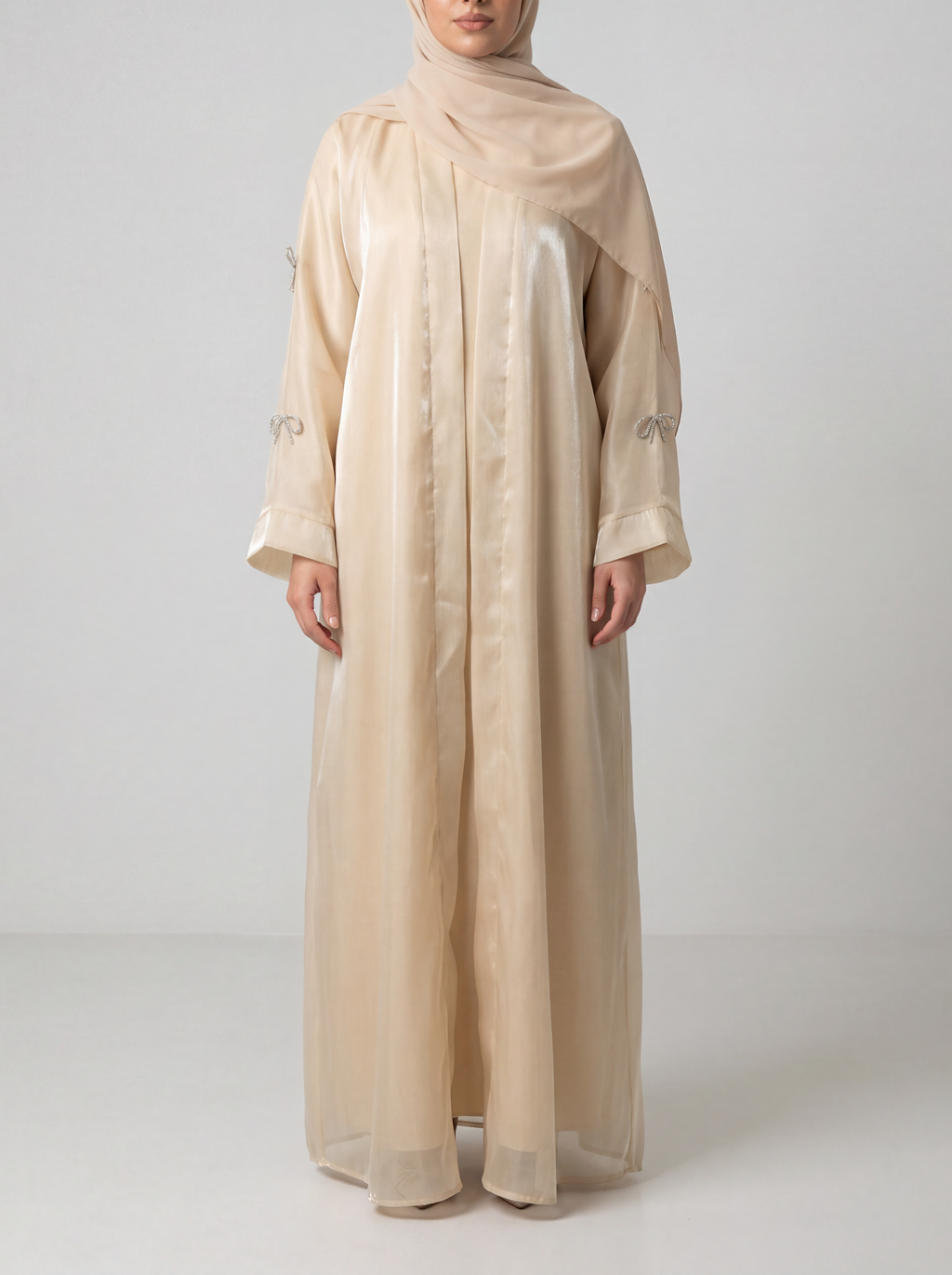Beige Bow Abaya