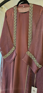 Shimmer Leaf Abaya - Purple