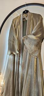 Shimmer Green Abaya With Slip Dress