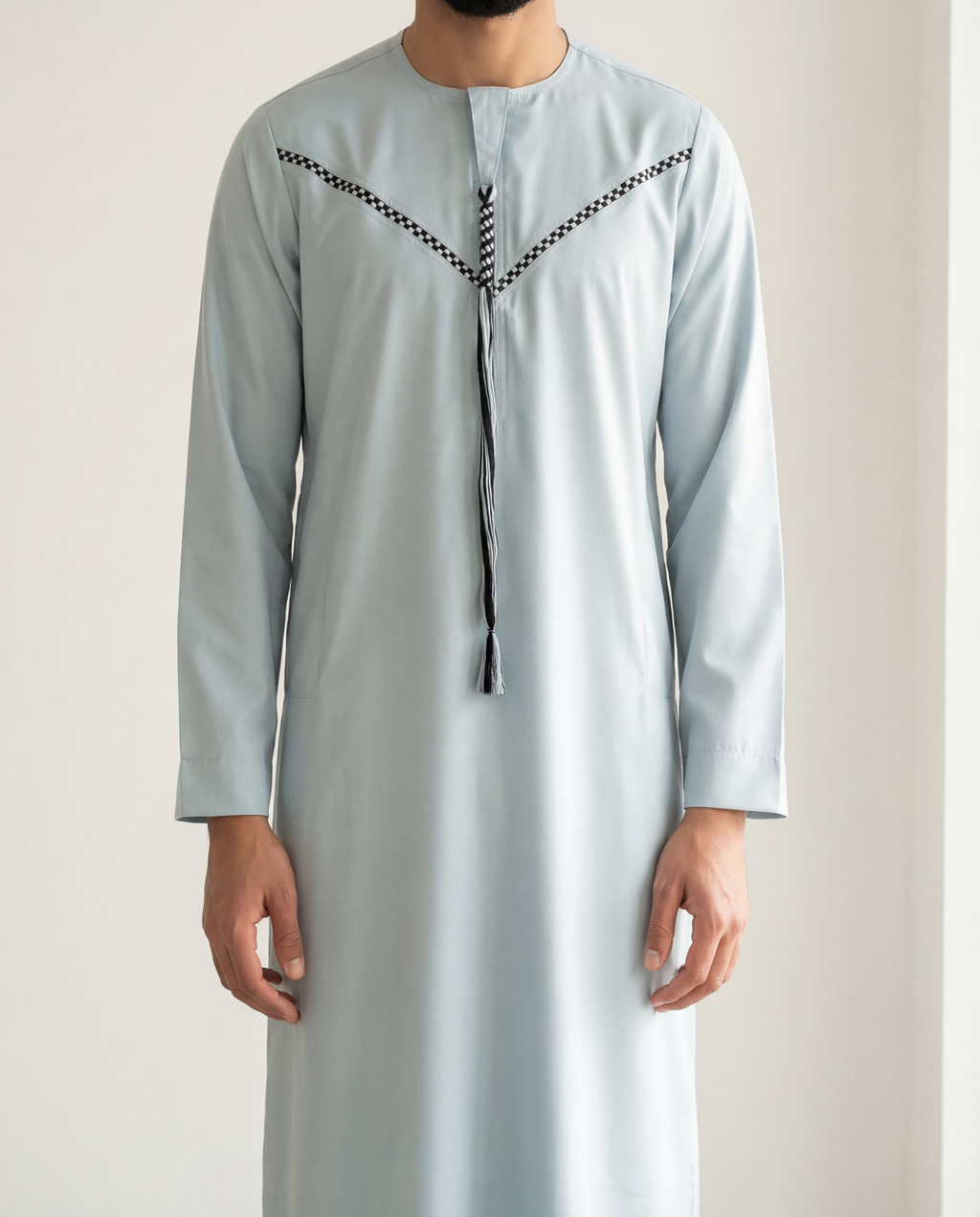 Men's Embroidery Blue Thobe