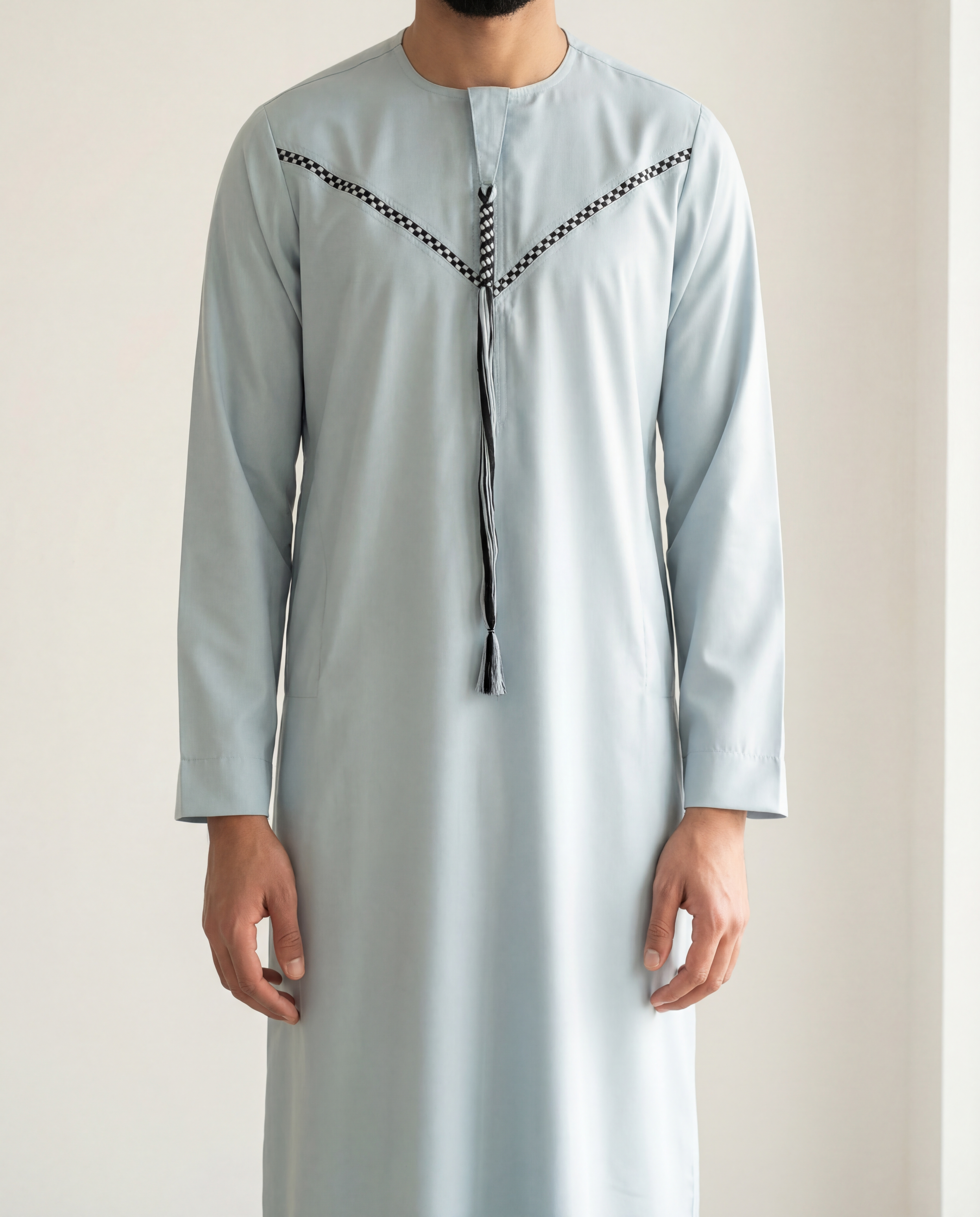 Men's Embroidery Blue Thobe