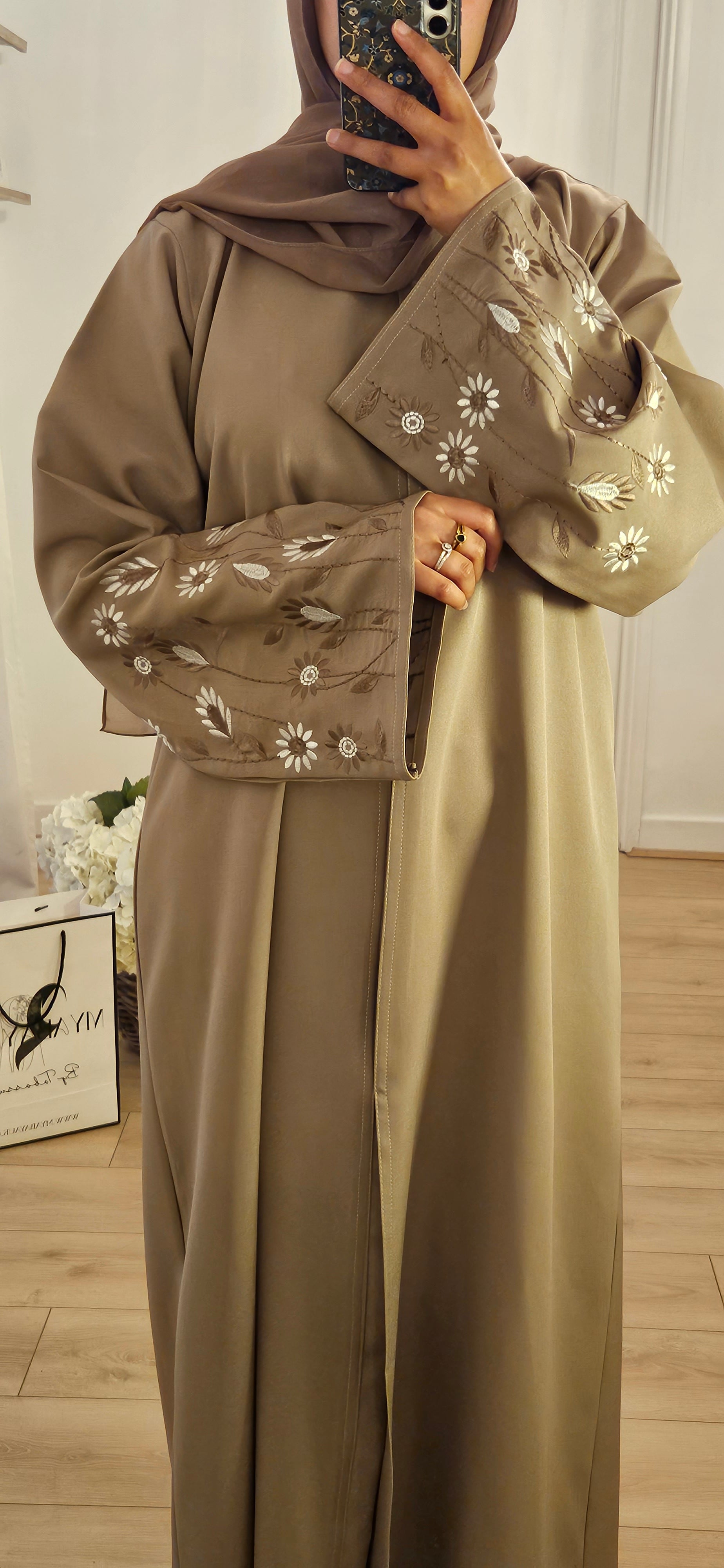 Floral sleeve Abaya
