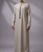 Men's Embroidery Taupe Thobe