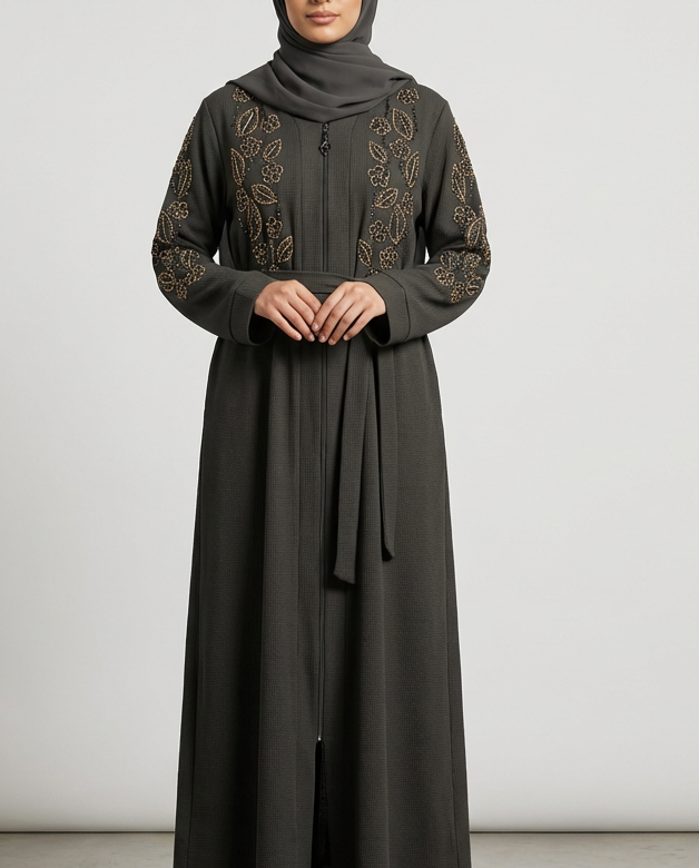Turkish Beaded Abaya in Green
