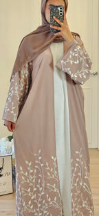 Pink Leaf Abaya In Pink