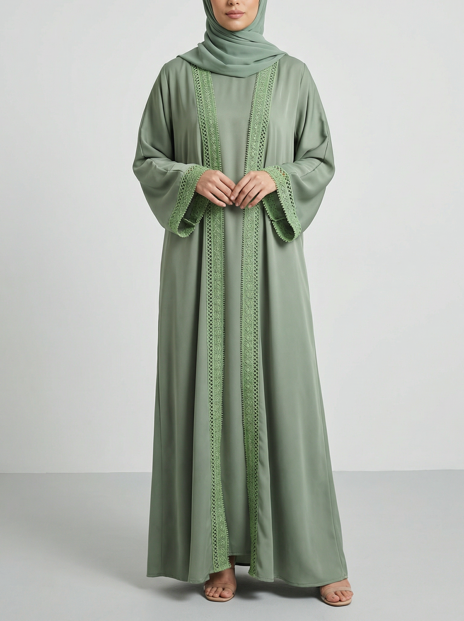 Green Lace Abaya