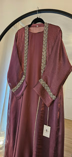Shimmer Leaf Abaya - Purple