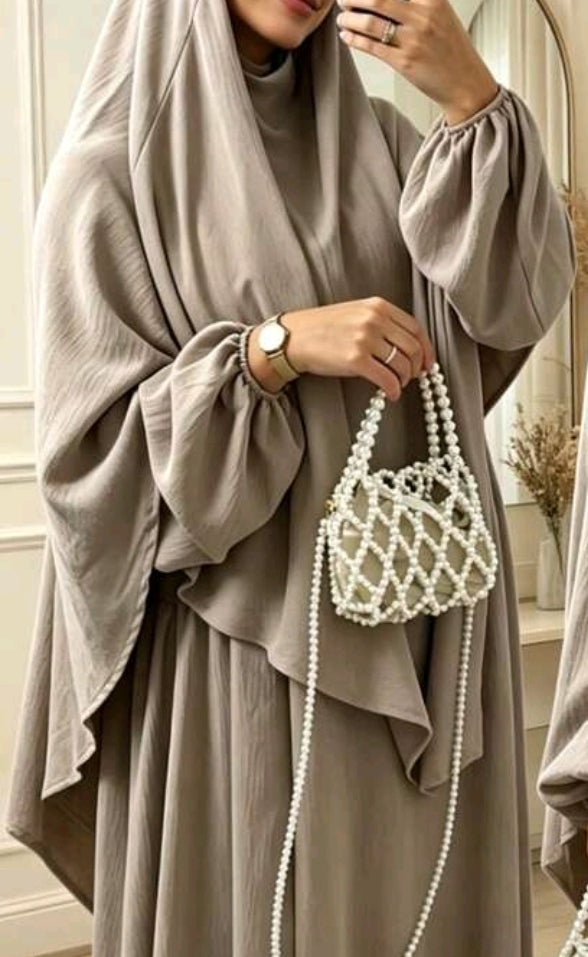 Khimar With Abaya-Nude