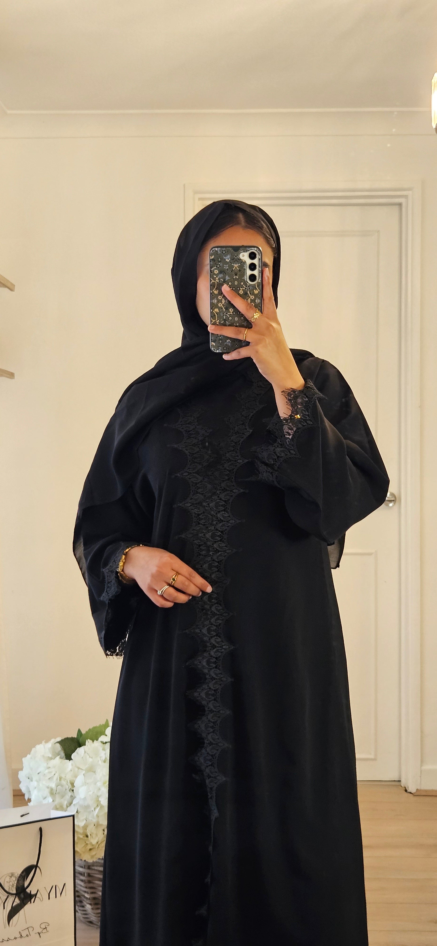Black Net Abaya With Slip dress