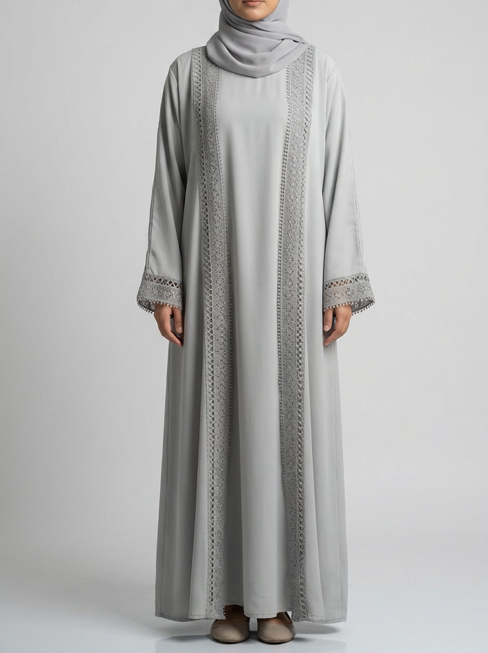Grey Lace Abaya