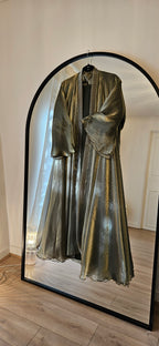 Shimmer Green Abaya With Slip Dress