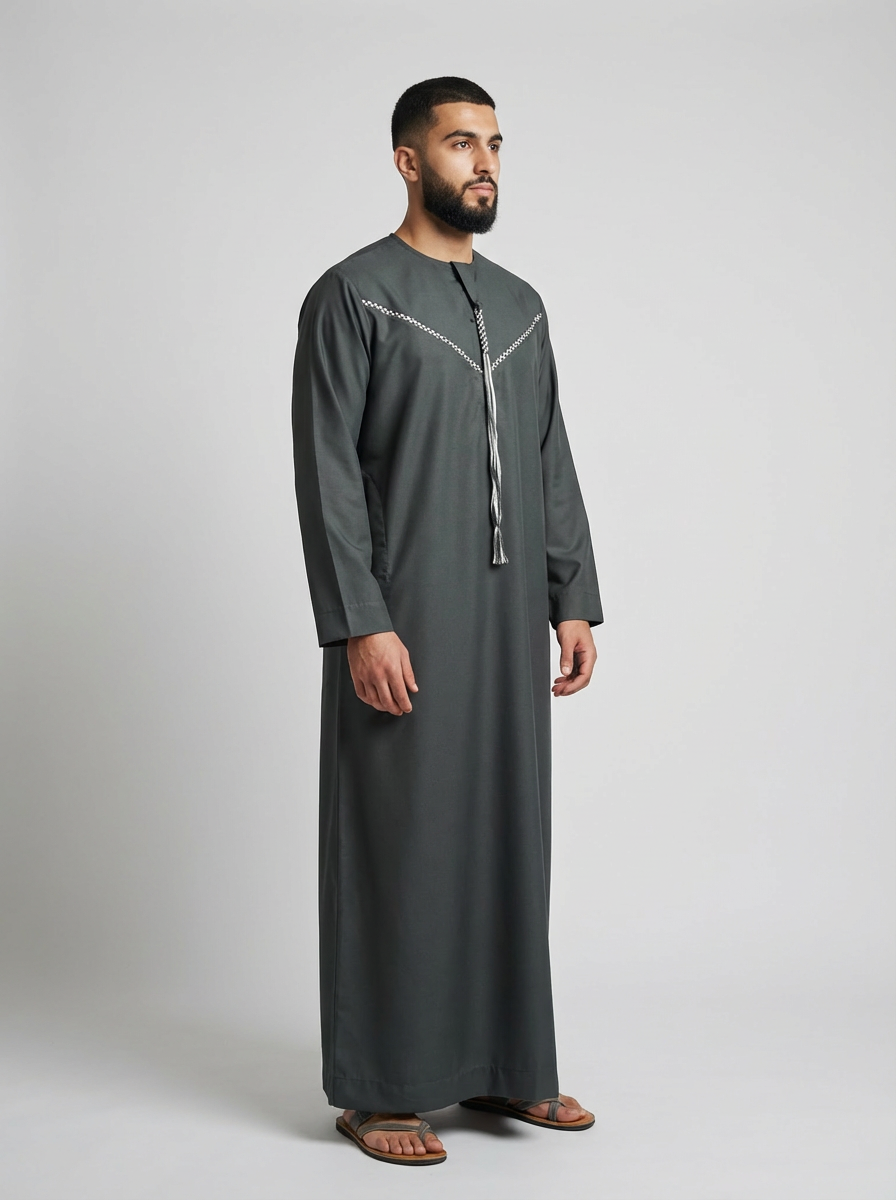Men's Embroidery Green Thobe